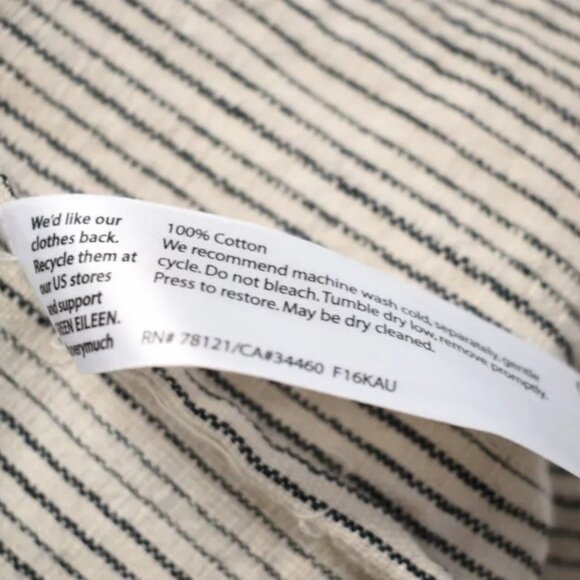 EILEEN FISHER Cotton Pinstriped Open Blazer Jacket L XL G TG Cream Black 12 14 - Picture 9 of 10